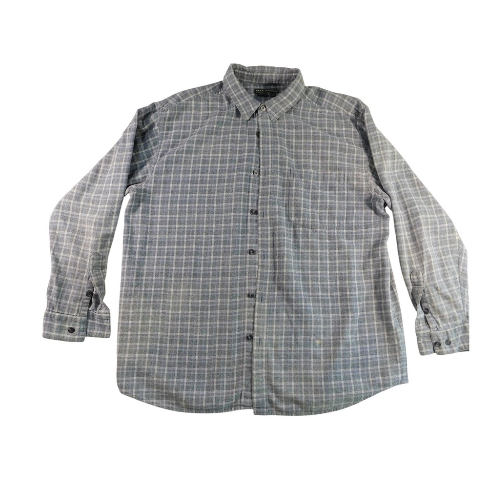 Royal Robbins Plaid‎ Flannel Button Up Shirt Men XL Gray Blue Outdoor - Picture 2 of 10